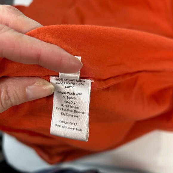 St Roche Kite Dress Tiered Crochet Detail Midi Orange Organic Cotton Size 4 - Picture 14 of 15